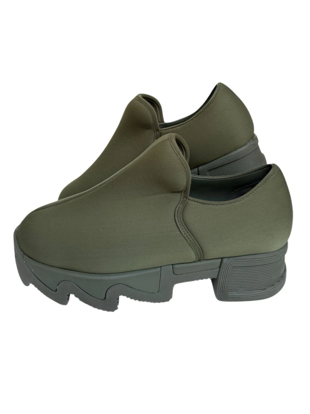 IRI NYC Wes Low Top Neoprene Platform Olive Green Platform Slip On Sneakers Sz 6 - Picture 2 of 7